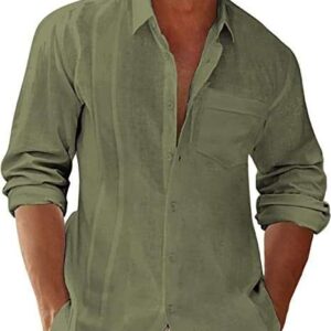 Allthemen Mens Casual Printed Shirts Long Sleeve